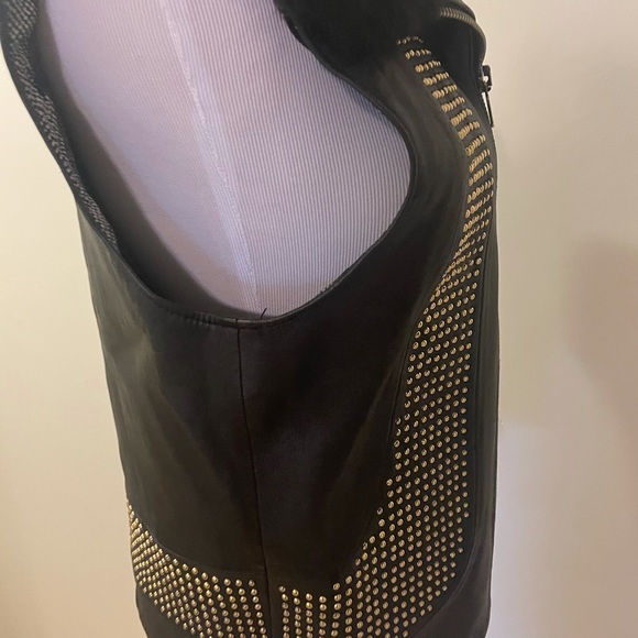 Ernte genuine leather vest with gold stud detail - Picture 6 of 16